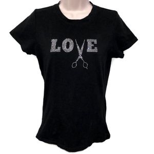 Hair Stylist Hairdresser Bling Scissor T Shirt XS